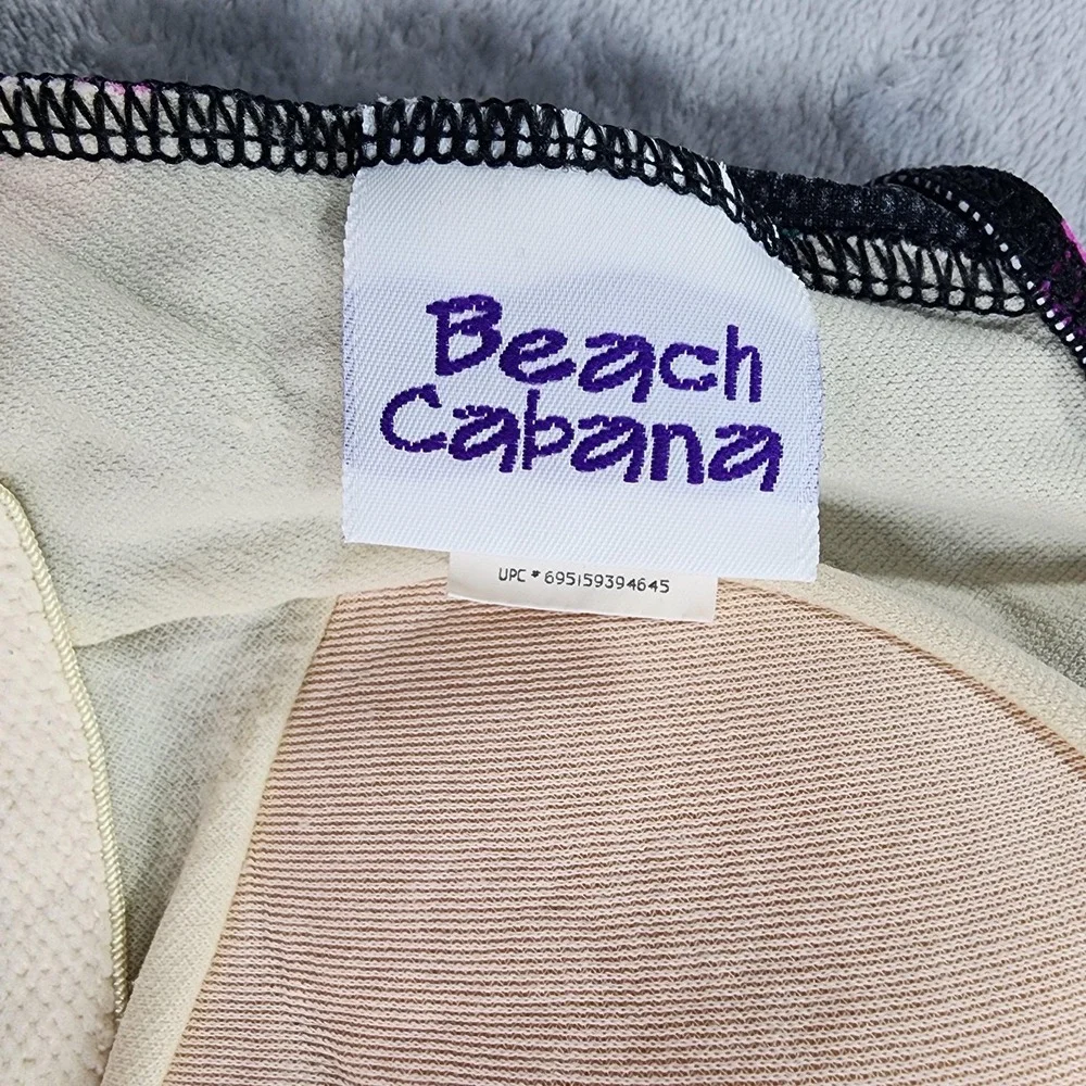 Vintage Beach Cabana Swimsuit M Black Floral One‎ Piece Padded Lined Stretch